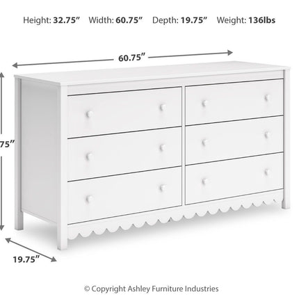 Hallityn - White - Six Drawer Dresser Signature Design by Ashley® 