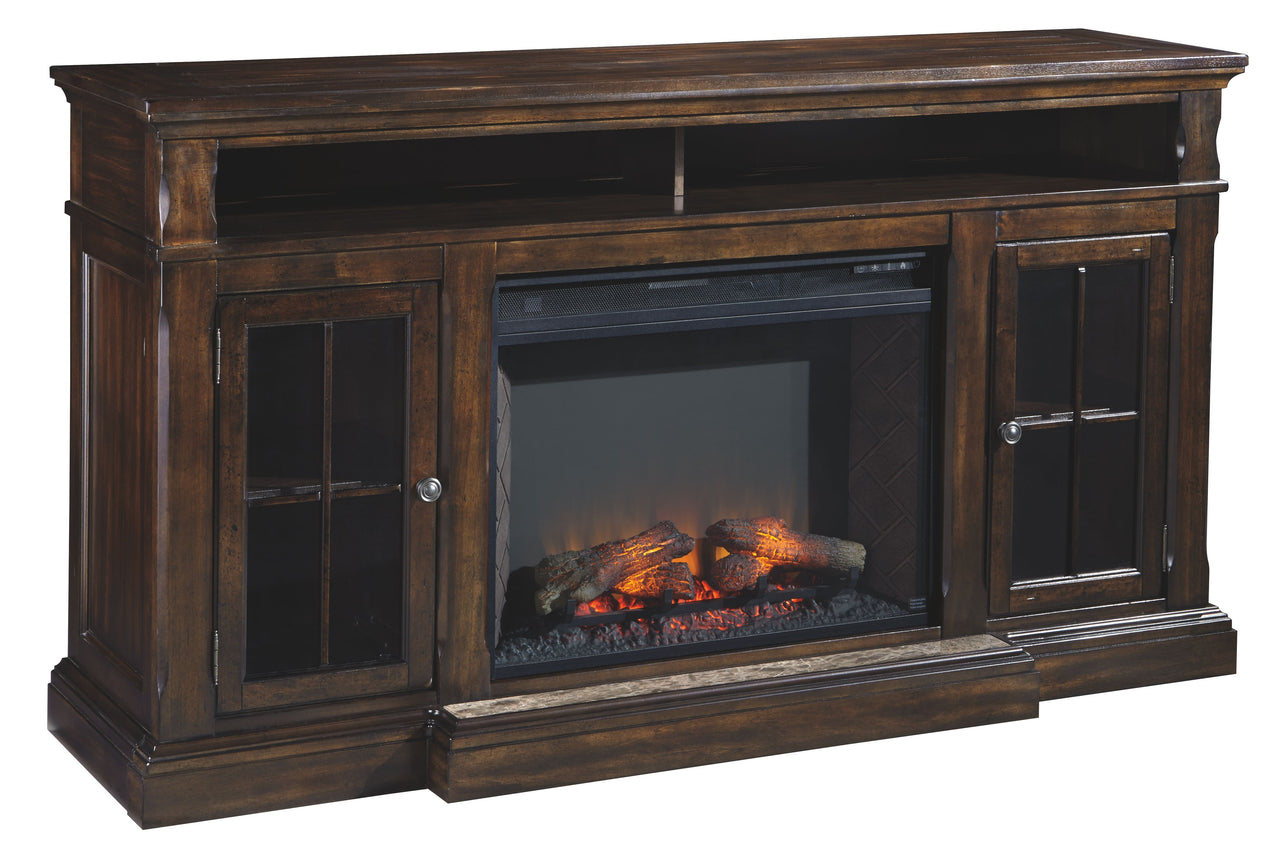 Roddinton - Dark Brown - Xl TV Stand W/Fireplace Option - Tony's Home Furnishings
