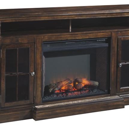 Roddinton - Dark Brown - Xl TV Stand W/Fireplace Option Ashley Furniture 