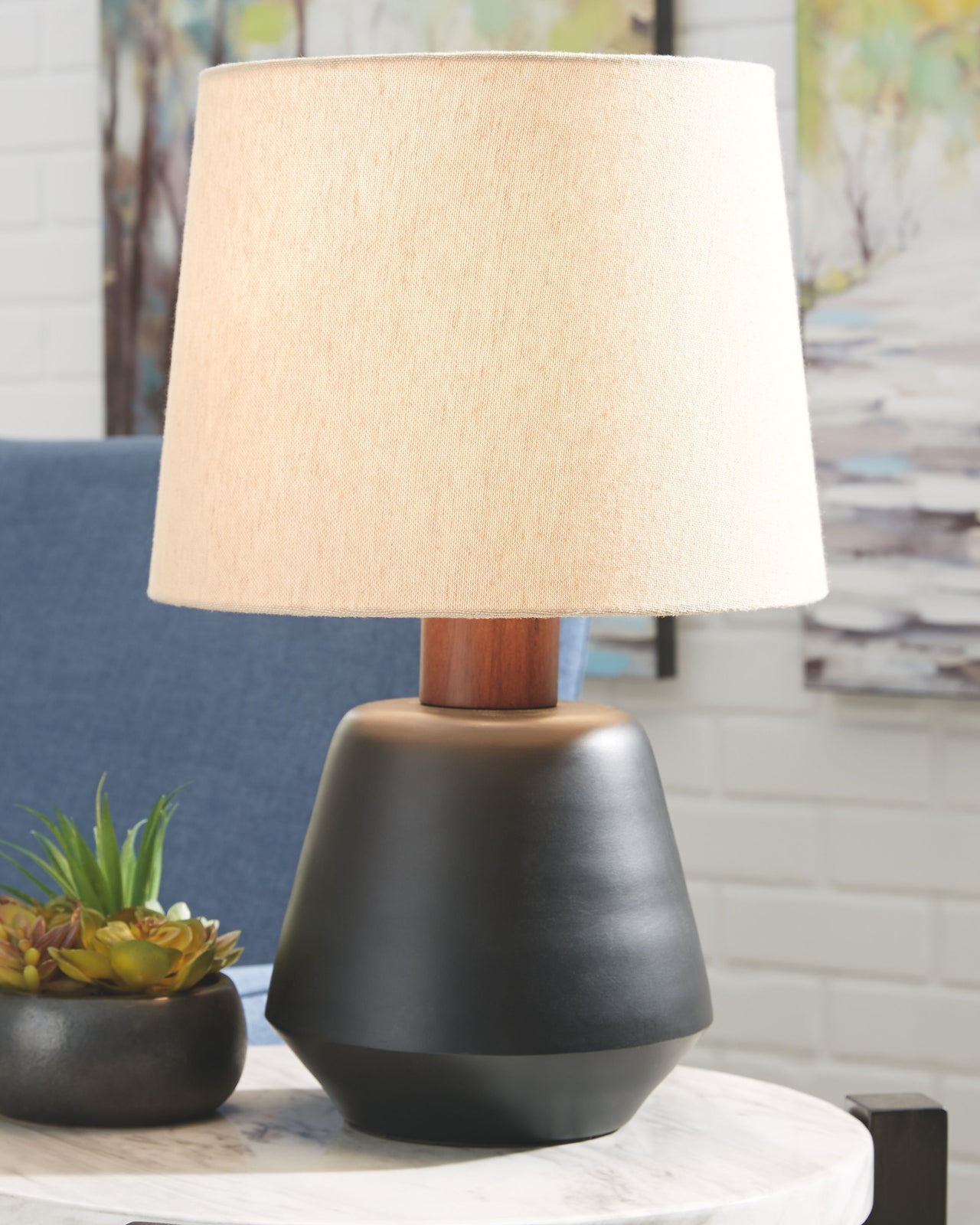 Ancel - Black / Brown - Metal Table Lamp - Tony's Home Furnishings