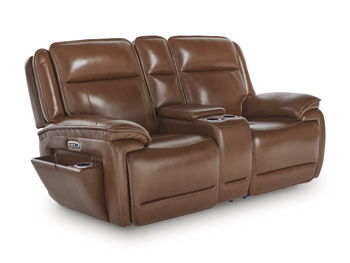 Healy Pier - Chocolate - Power Reclining Loveseat With Console / Adj Headrest Signature Design by Ashley® 