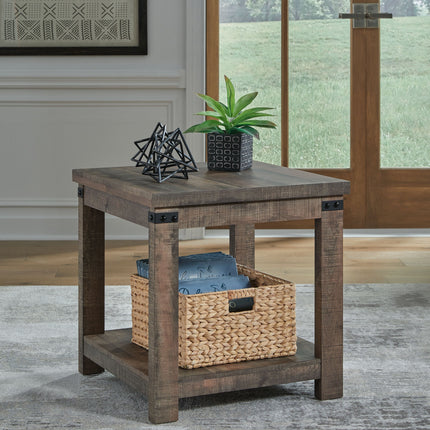 Hollum - Rustic Brown - Square End Table Signature Design by Ashley® 