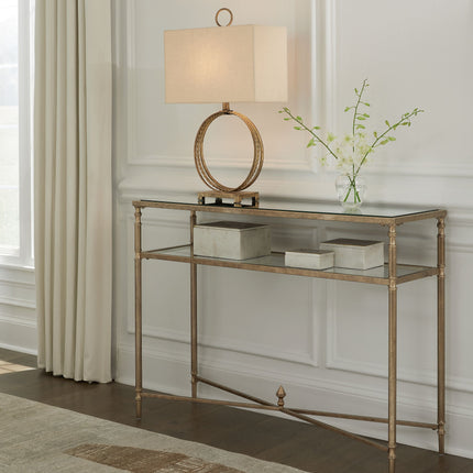 Cloverty - Aged Gold Finish - Sofa Table Signature Design by Ashley® 