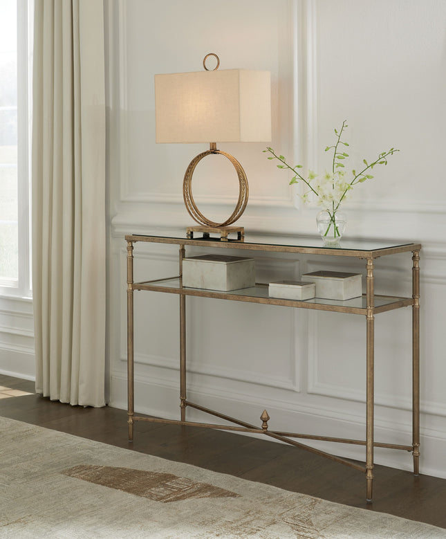 Cloverty - Aged Gold Finish - Sofa Table Signature Design by Ashley® 