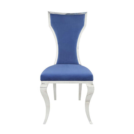 Azriel - Side Chair (Set of 2) - Blue Velvet & Mirroed Silver Finish ACME 