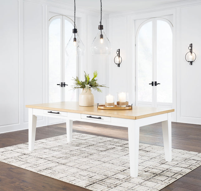 Ashbryn - White / Natural - Rectangular Dining Room Table Signature Design by Ashley® 