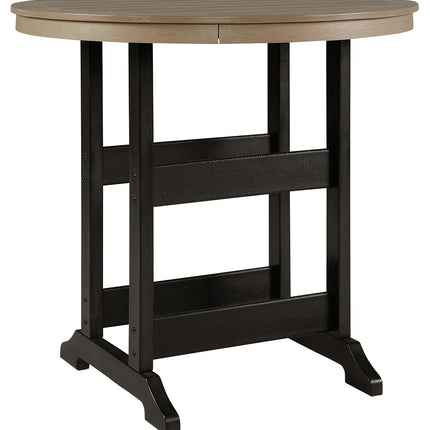 Fairen Trail - Black / Driftwood - Round Bar Table W/Umb Opt Signature Design by Ashley® 