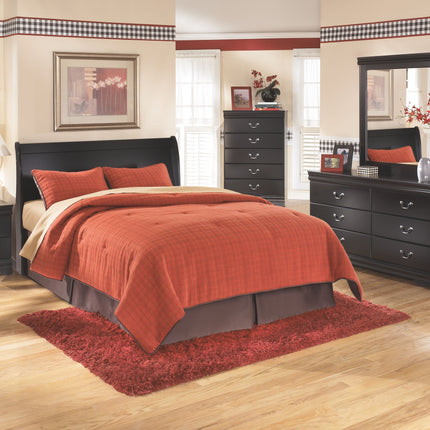 Huey - Black - Queen Sleigh Headboard Ashley Furniture 