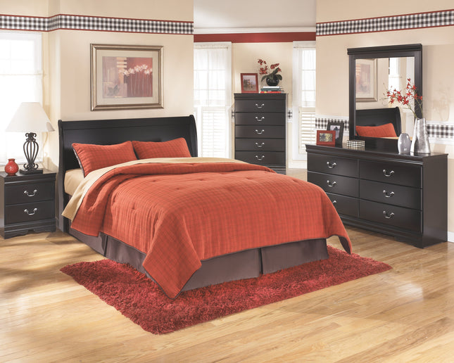 Huey - Black - Queen Sleigh Headboard Ashley Furniture 