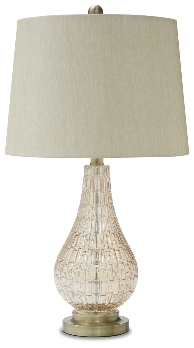 Latoya - Beige - Glass Table Lamp Ashley Furniture 