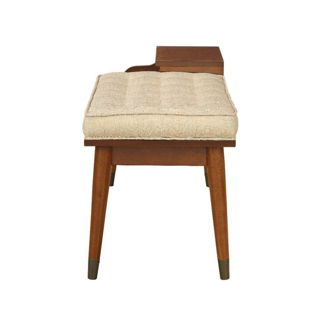 Baptis - Bench - Beige Fabric & Walnut ACME 