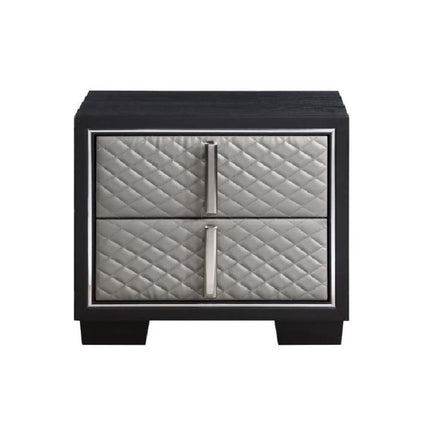 Nicola - Nightstand - Silver PU & Black Finish ACME 