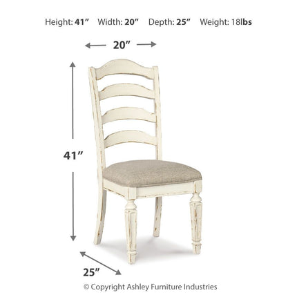 Realyn - Chipped White - Dining Uph Side Chair (Set of 2) - Ladderback Ashley Furniture 