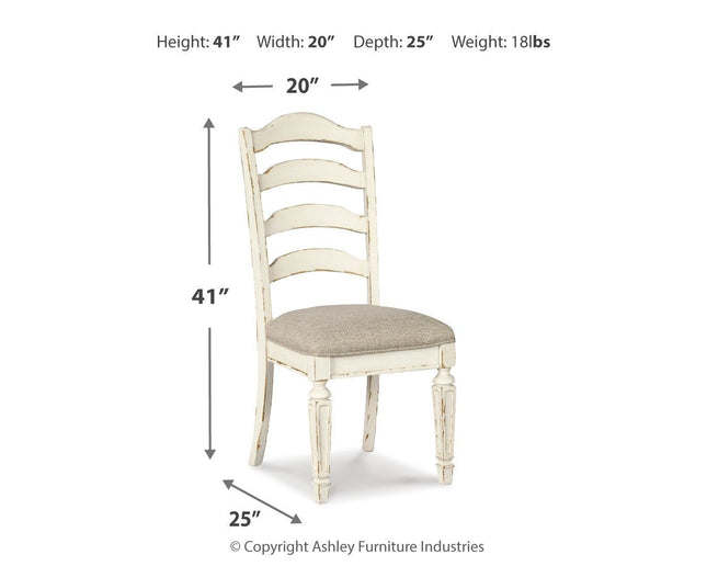 Realyn - Chipped White - Dining Uph Side Chair (Set of 2) - Ladderback Ashley Furniture 