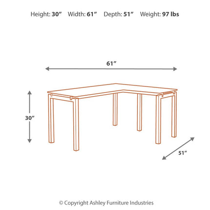 Baraga - White - L-desk Ashley Furniture 