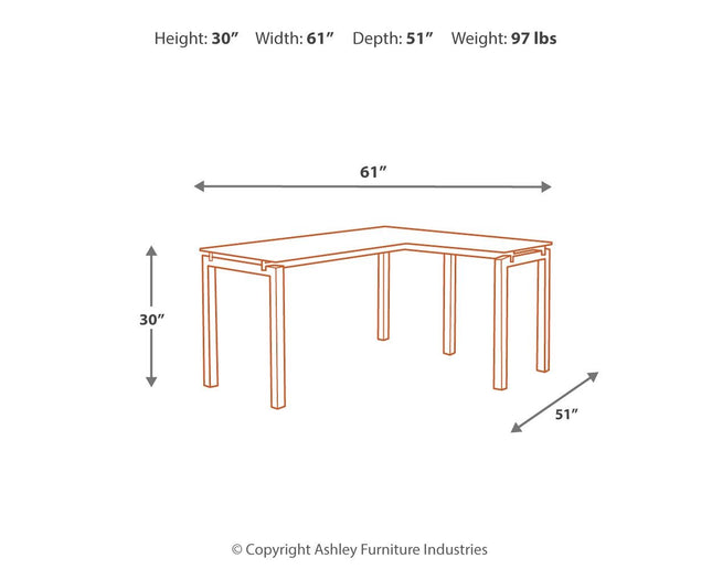 Baraga - White - L-desk Ashley Furniture 