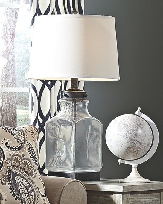 Sharolyn - Transparent / Silver Finish - Glass Table Lamp Ashley Furniture 