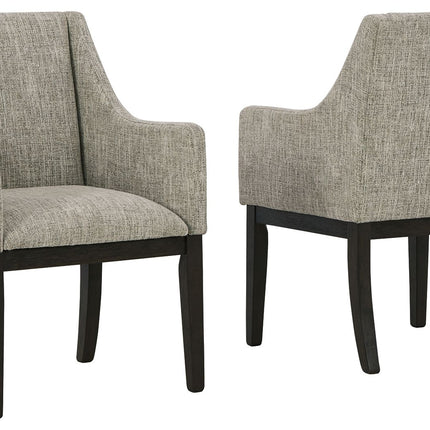 Burkhaus - Beige / Dark Brown - Dining Uph Arm Chair (Set of 2) Signature Design by Ashley® 