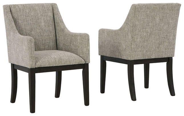 Burkhaus - Beige / Dark Brown - Dining Uph Arm Chair (Set of 2) Signature Design by Ashley® 