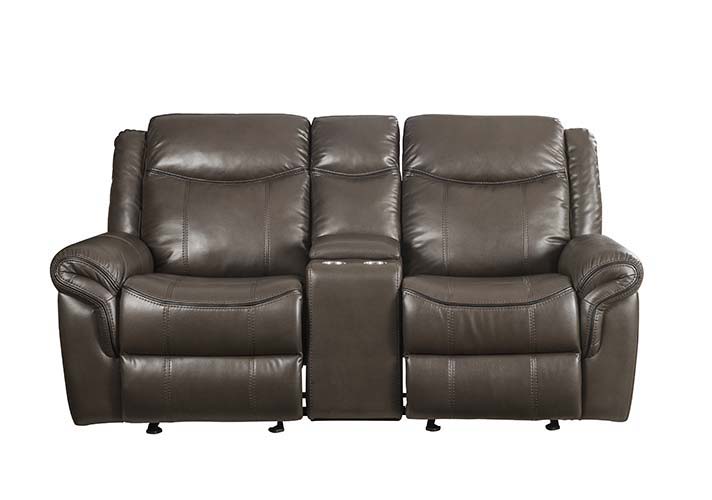 Lydia - Loveseat - Brown Leather Aire ACME 