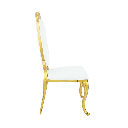 Fallon - Side Chair (Set of 2) - White PU & Mirroed Gold Finish ACME 