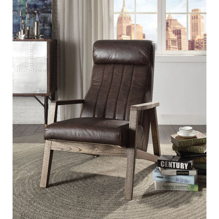 Emint - Accent Chair - Distress Chocolate Top Grain Leather ACME 