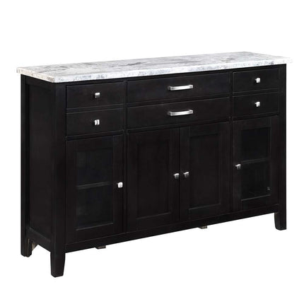 Hussein - Server With Marble Top - Marble & Black Finish ACME 