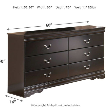 Huey - Black - Six Drawer Dresser Ashley Furniture 