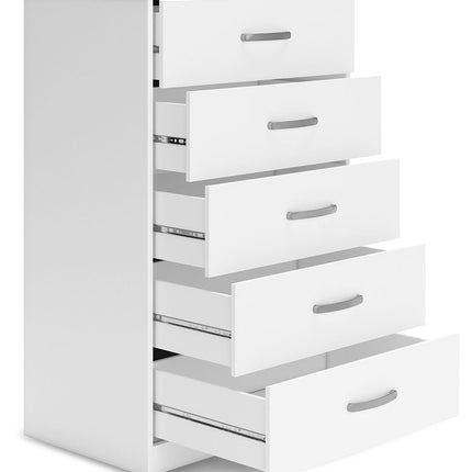 Flannia - White - Five Drawer Chest - 46" Height Signature Design by Ashley® 