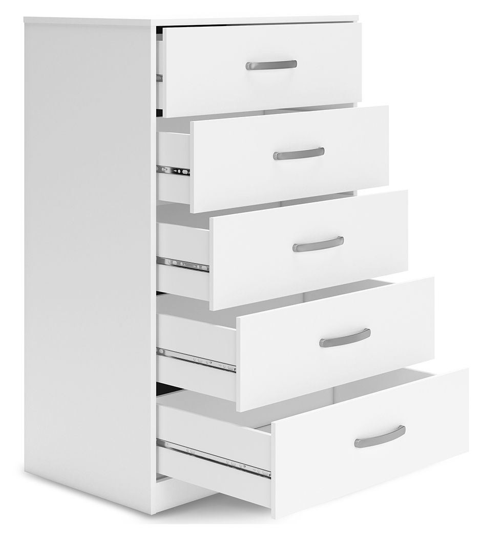 Flannia - White - Five Drawer Chest - 46" Height - Tony's Home Furnishings