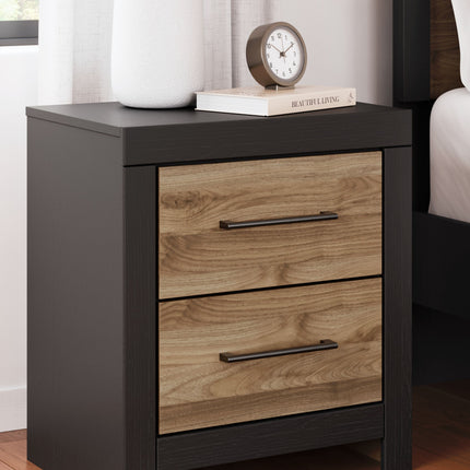 Vertani - Black / Honey Brown - Two Drawer Night Stand Signature Design by Ashley® 