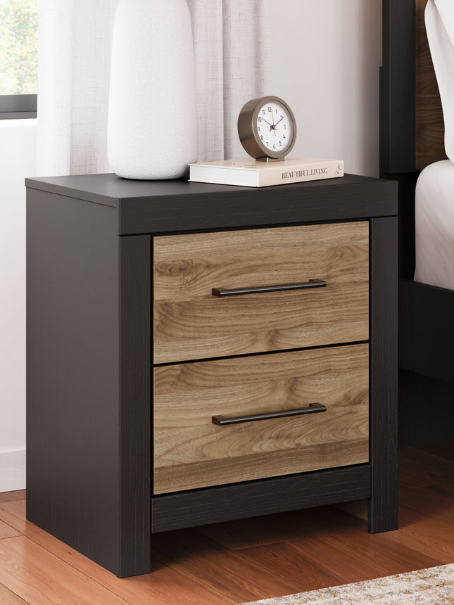 Vertani - Black / Honey Brown - Two Drawer Night Stand Signature Design by Ashley® 