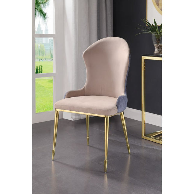 Caolan - Side Chair (Set of 2) - Tan, Lavender Fabric & Gold ACME 