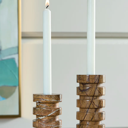 Emsleyfield - Tan - Candle Holder Set (Set of 2) Signature Design by Ashley® 