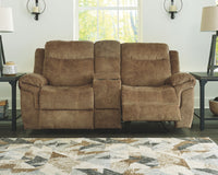 Thumbnail for Huddle-up - Nutmeg - Glider Rec Loveseat W/Console - Tony's Home Furnishings