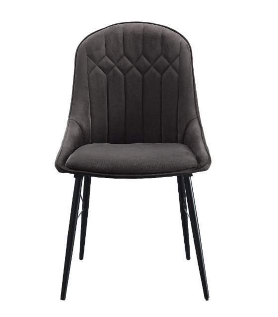 Abraham - Side Chair (Set of 2) - Gray Fabric & Black Finish ACME 