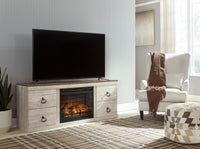 Thumbnail for Willowton - Whitewash - TV Stand With Electric Fireplace - Tony's Home Furnishings