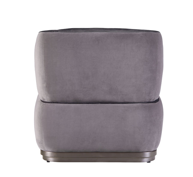 Decapree - Accent Chair - Antique Slate Top Grain Leather & Gray Velvet ACME 