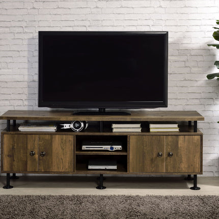 Ensata II - TV Stand - Rustic Oak & Black Finish ACME 