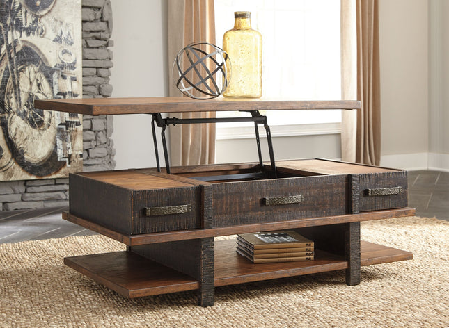 Stanah - Brown / Beige - Lift Top Cocktail Table Ashley Furniture 