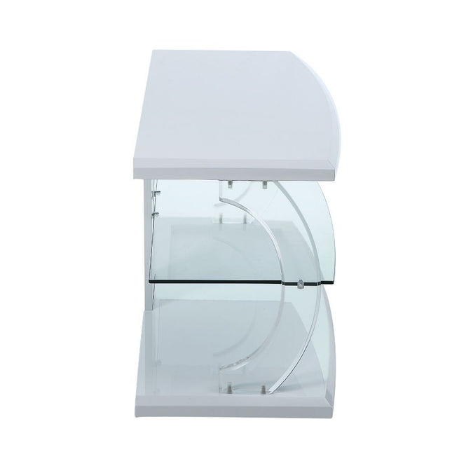 Aileen - TV Stand - White & Clear Glass ACME 