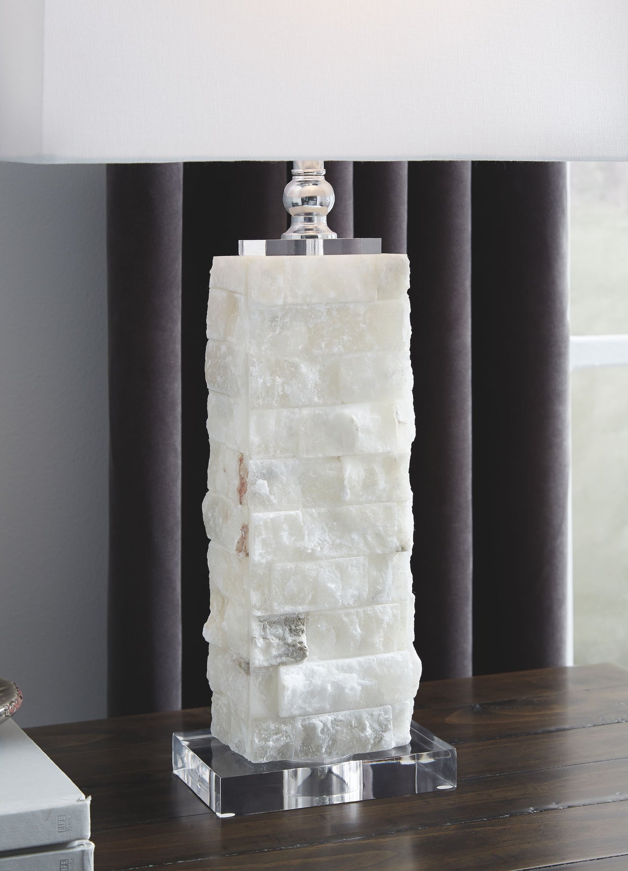 Malise - White - Alabaster Table Lamp - Tony's Home Furnishings