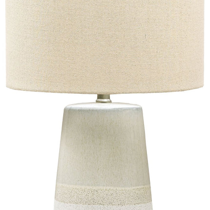 Shavon - Beige / White - Ceramic Table Lamp Ashley Furniture 