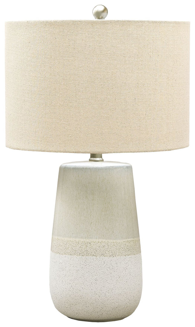 Shavon - Beige / White - Ceramic Table Lamp Ashley Furniture 