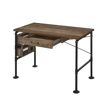 Endang - Writing Desk - Weathered Oak & Black Finish ACME 