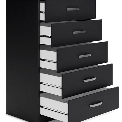 Finch - Black - Five Drawer Chest - 46" Height Signature Design by Ashley® 