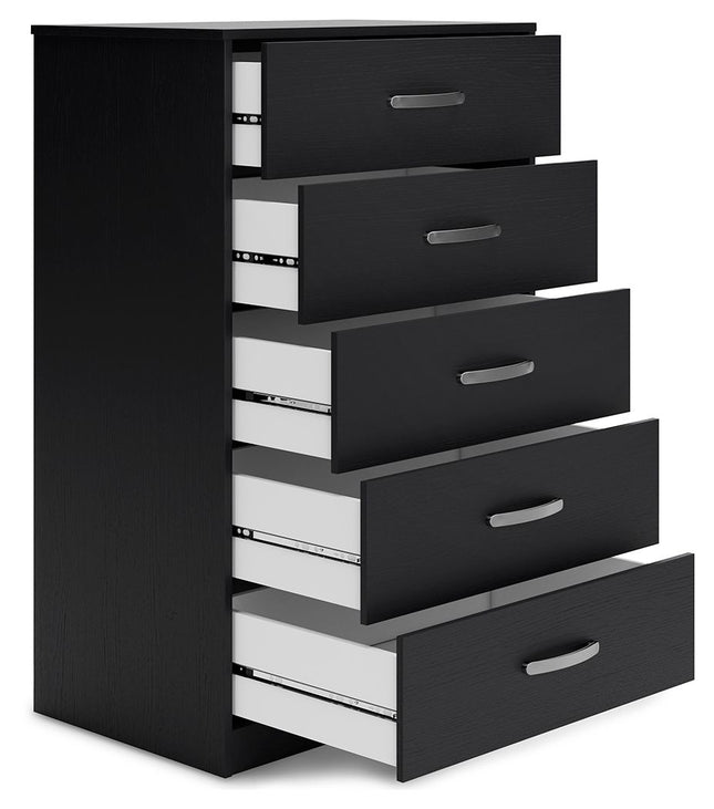 Finch - Black - Five Drawer Chest - 46" Height Signature Design by Ashley® 