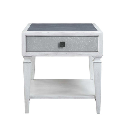 Katia - End Table - Rustic Gray & Weathered White Finish ACME 