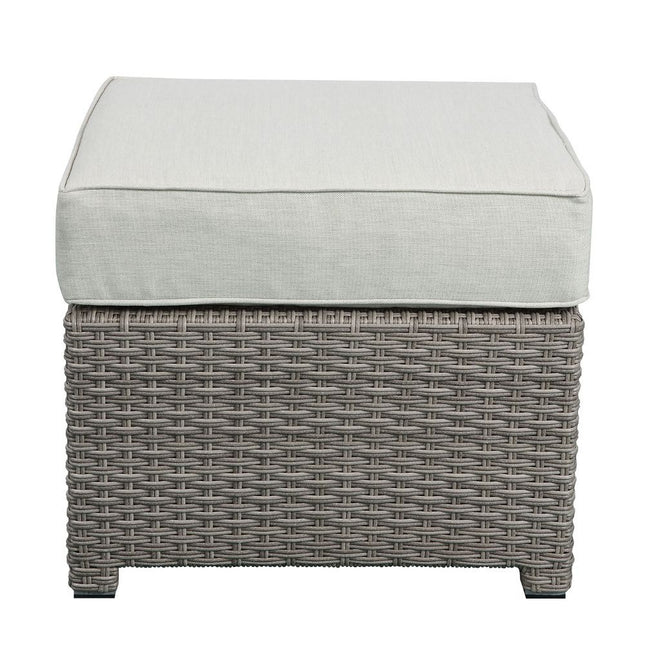 Salena - Patio Sofa & Ottoman - Beige Fabric & Gray Wicker - 26" ACME 