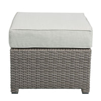 Salena - Patio Sofa & Ottoman - Beige Fabric & Gray Wicker - 26